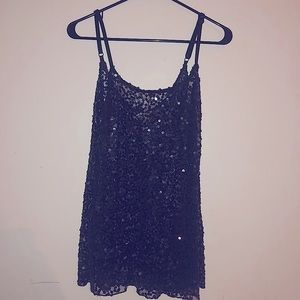 Sequin sheer tank top